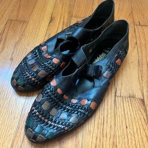 Giorgio Brutini Braided Woven Leather 9.5 Sandals Vintage Boho Strappy